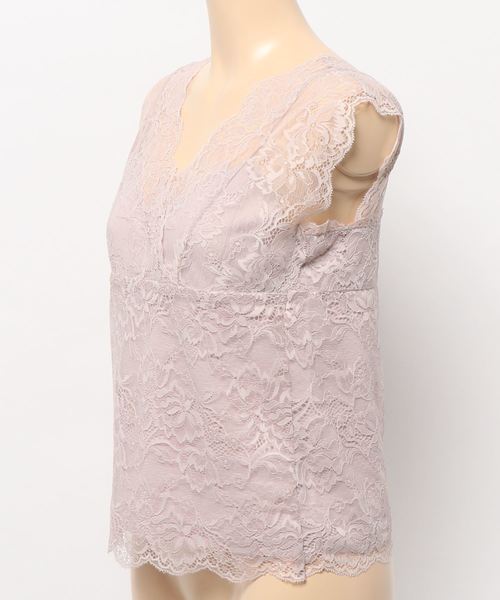 natural couture(ナチュラルクチュール)の「カシュクールレースインナー(キャミソール・レディース・ピンク/ブラック/グレイッシュベージュ/オフホワイト/ミント・FREE)」の7枚目の写真