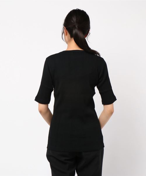 IENA(イエナ)の「TWW ベーシックリブ クルーネック ハーフスリーブ◆(Tシャツ/カットソー・レディース・ホワイト/ブラック/ピンク・FREE)」の5枚目の写真