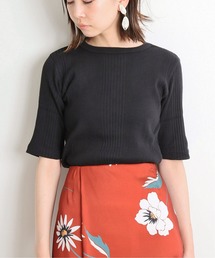 TWW ベーシックリブ クルーネック ハーフスリーブ◆