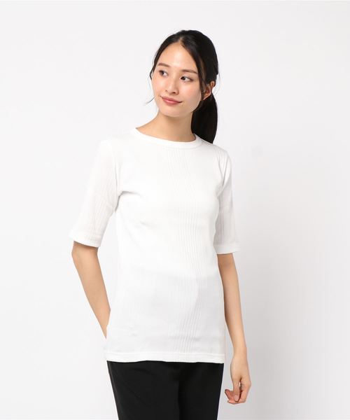 IENA(イエナ)の「TWW ベーシックリブ クルーネック ハーフスリーブ◆(Tシャツ/カットソー・レディース・ホワイト/ブラック/ピンク・FREE)」の6枚目の写真