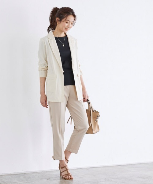 Pierrot（ピエロ）の「テレコリブボートネック五分袖トップス（Tシャツ/カットソー・レディース・ホワイト×ブラック/ブラック×ホワイト/ブラック/オフホワイト/モカ/ホワイト×ブラウン・M/L）」の15枚目の写真