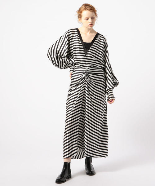 セール Lee Mathews シルクストライプバルーンスリーブワンピース ワンピース Tomorrowland トゥモローランド のファッション通販 Zozotown