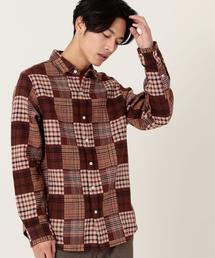 coen | パッチワークライクチェックシャツ(シャツ/ブラウス)