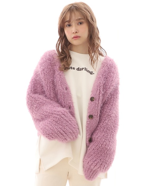 one after another NICE CLAUP（ワンアフターアナザーナイスクラップ）の「フェザーニットカーディガン（カーディガン/ボレロ・レディース・アイボリー/ミント/ラベンダー/オレンジ・FREE）」の4枚目の写真