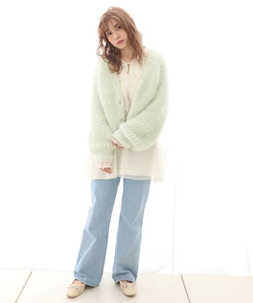 one after another NICE CLAUP（ワンアフターアナザーナイスクラップ）の「フェザーニットカーディガン（カーディガン/ボレロ・レディース・アイボリー/ミント/ラベンダー/オレンジ・FREE）」の21枚目の写真