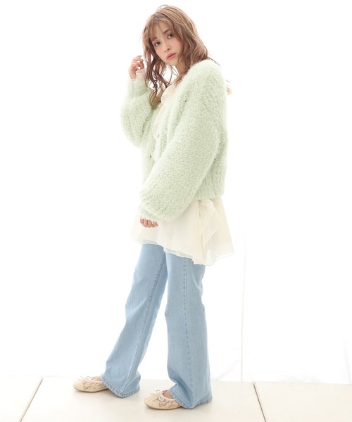 one after another NICE CLAUP（ワンアフターアナザーナイスクラップ）の「フェザーニットカーディガン（カーディガン/ボレロ・レディース・アイボリー/ミント/ラベンダー/オレンジ・FREE）」の17枚目の写真