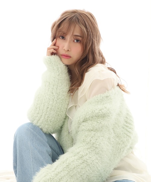 one after another NICE CLAUP（ワンアフターアナザーナイスクラップ）の「フェザーニットカーディガン（カーディガン/ボレロ・レディース・アイボリー/ミント/ラベンダー/オレンジ・FREE）」の13枚目の写真