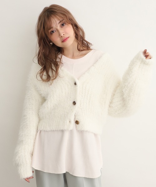 one after another NICE CLAUP（ワンアフターアナザーナイスクラップ）の「フェザーニットカーディガン（カーディガン/ボレロ・レディース・アイボリー/ミント/ラベンダー/オレンジ・FREE）」の22枚目の写真