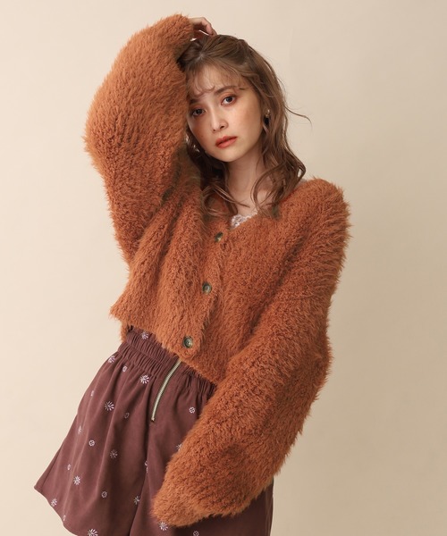 one after another NICE CLAUP（ワンアフターアナザーナイスクラップ）の「フェザーニットカーディガン（カーディガン/ボレロ・レディース・アイボリー/ミント/ラベンダー/オレンジ・FREE）」の15枚目の写真