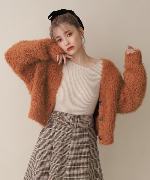 one after another NICE CLAUP（ワンアフターアナザーナイスクラップ）の「フェザーニットカーディガン（カーディガン/ボレロ・レディース・アイボリー/ミント/ラベンダー/オレンジ・FREE）」の12枚目の写真