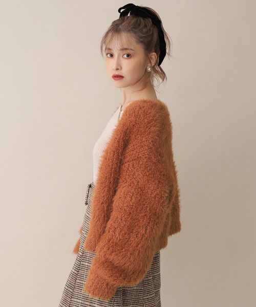 one after another NICE CLAUP（ワンアフターアナザーナイスクラップ）の「フェザーニットカーディガン（カーディガン/ボレロ・レディース・アイボリー/ミント/ラベンダー/オレンジ・FREE）」の16枚目の写真