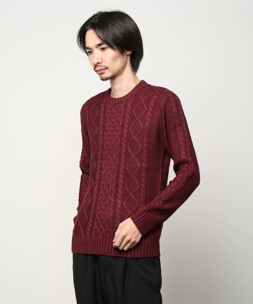 Bling Leads(ブリングリーズ)の「ケーブル編み / クルーネック フィッシャーマンズ セーター(ニット/セーター・メンズ・ブラック/ベージュ/ブラウン/アイボリー/ホワイト系その他/ブラック系その他/ブルー系その他/ライトパープル/ライトグレー/ネイビー/ブラック系その他2/グレー/キャメル/ワインレッド/ブルーグレー/グレー系その他・M/L/XL)」の16枚目の写真