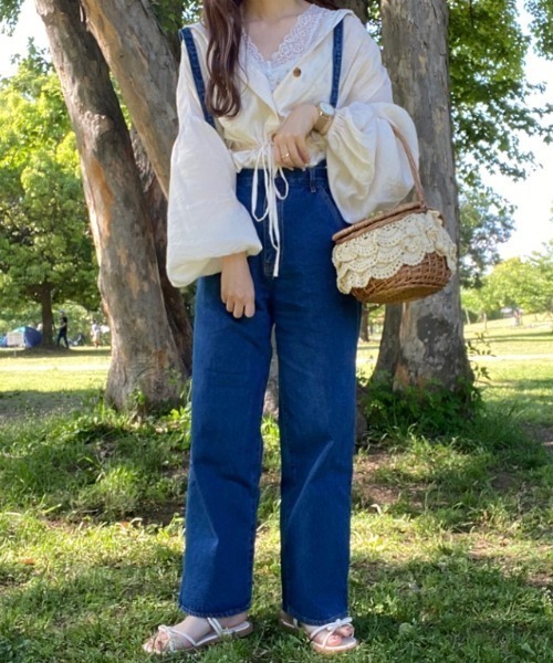 Mysa&Liina（ミーサリーナ）の「バックレースデニムパンツ（デニムパンツ・レディース・ブルー/オフホワイト/サックスブルー/ベージュ/ブラウン/ブラック・M）」の6枚目の写真