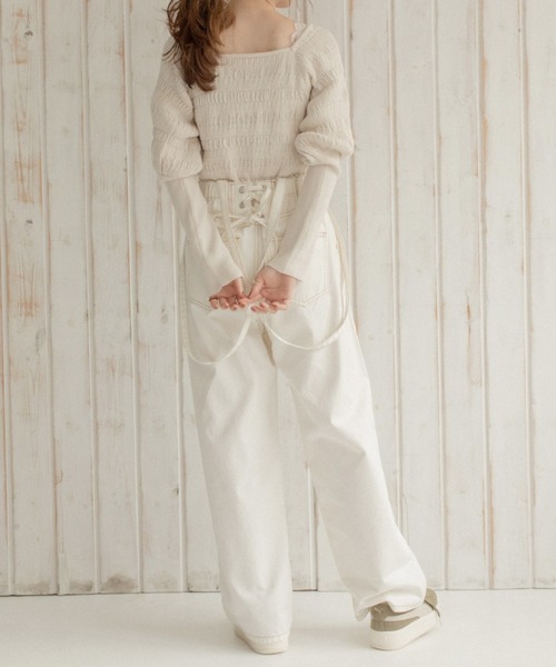 Mysa&Liina（ミーサリーナ）の「バックレースデニムパンツ（デニムパンツ・レディース・ブルー/オフホワイト/サックスブルー/ベージュ/ブラウン/ブラック・M）」の11枚目の写真