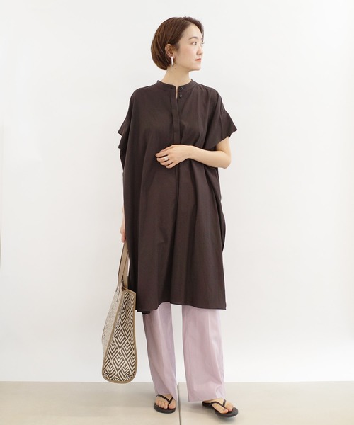 DouDou(ドゥドゥ)の「綿レーヨンBIGシャツ(シャツ/ブラウス・レディース・オフホワイト/レンガ/ダークブラウン・FREE)」の3枚目の写真