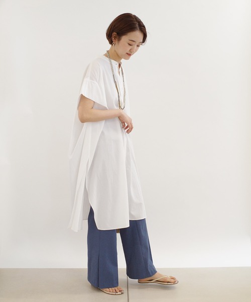 DouDou(ドゥドゥ)の「綿レーヨンBIGシャツ(シャツ/ブラウス・レディース・オフホワイト/レンガ/ダークブラウン・FREE)」の20枚目の写真