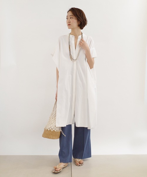 DouDou(ドゥドゥ)の「綿レーヨンBIGシャツ(シャツ/ブラウス・レディース・オフホワイト/レンガ/ダークブラウン・FREE)」の17枚目の写真