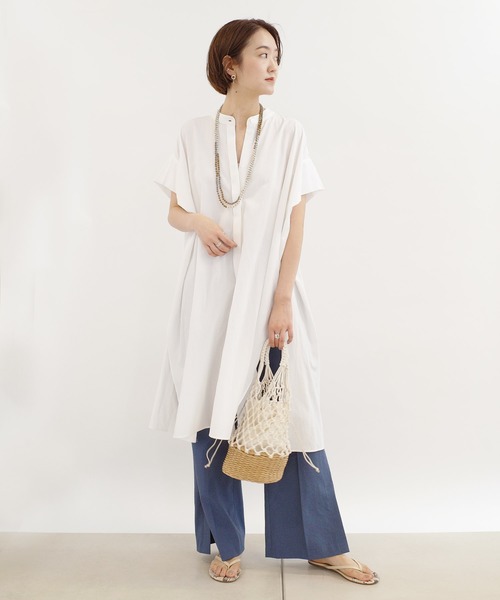 DouDou(ドゥドゥ)の「綿レーヨンBIGシャツ(シャツ/ブラウス・レディース・オフホワイト/レンガ/ダークブラウン・FREE)」の7枚目の写真