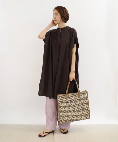 DouDou(ドゥドゥ)の「綿レーヨンBIGシャツ(シャツ/ブラウス・レディース・オフホワイト/レンガ/ダークブラウン・FREE)」の14枚目の写真