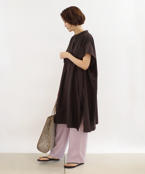 DouDou(ドゥドゥ)の「綿レーヨンBIGシャツ(シャツ/ブラウス・レディース・オフホワイト/レンガ/ダークブラウン・FREE)」の12枚目の写真