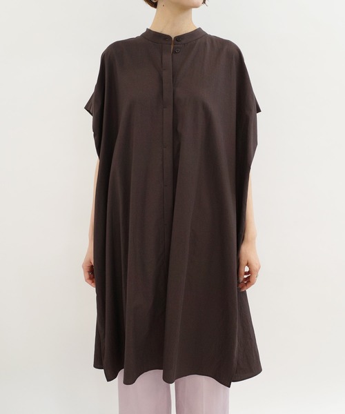 DouDou(ドゥドゥ)の「綿レーヨンBIGシャツ(シャツ/ブラウス・レディース・オフホワイト/レンガ/ダークブラウン・FREE)」の6枚目の写真