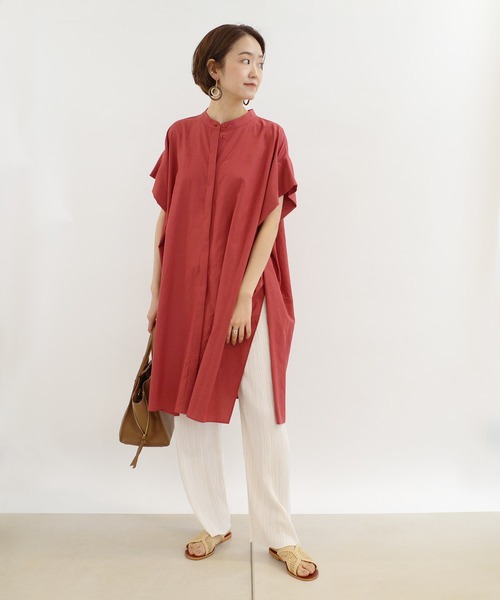 DouDou(ドゥドゥ)の「綿レーヨンBIGシャツ(シャツ/ブラウス・レディース・オフホワイト/レンガ/ダークブラウン・FREE)」の13枚目の写真