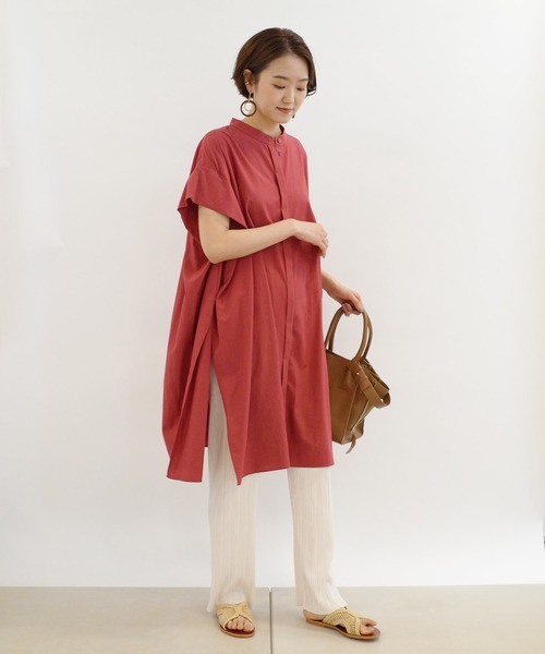 DouDou(ドゥドゥ)の「綿レーヨンBIGシャツ(シャツ/ブラウス・レディース・オフホワイト/レンガ/ダークブラウン・FREE)」の21枚目の写真