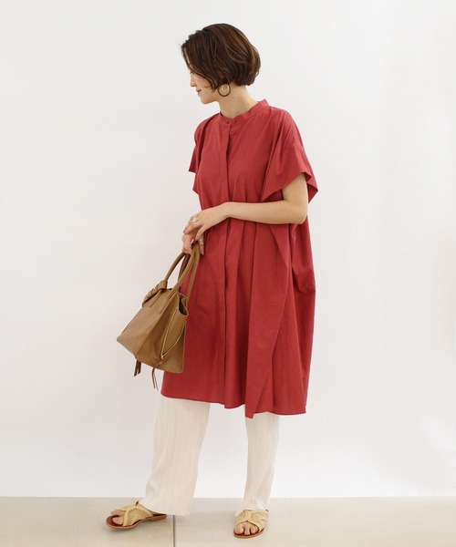 DouDou(ドゥドゥ)の「綿レーヨンBIGシャツ(シャツ/ブラウス・レディース・オフホワイト/レンガ/ダークブラウン・FREE)」の11枚目の写真