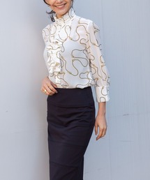 NARACAMICIE | ループジョーゼットプリントフリルブラウス(シャツ/ブラウス)
