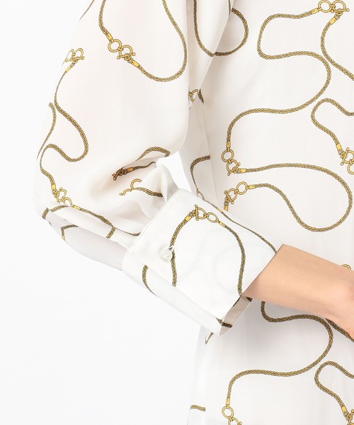 NARACAMICIE(ナラカミーチェ)の「ループジョーゼットプリントフリルブラウス(シャツ/ブラウス・レディース・ホワイト/ネイビー・MEDIUM/SMALL/LARGE)」の11枚目の写真