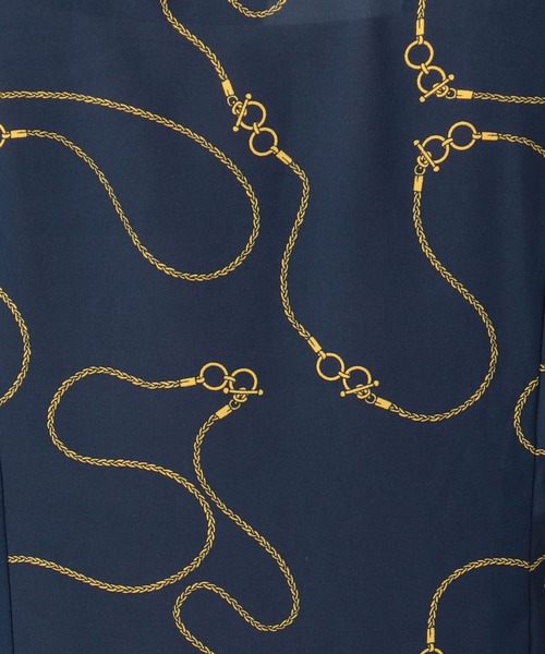 NARACAMICIE(ナラカミーチェ)の「ループジョーゼットプリントフリルブラウス(シャツ/ブラウス・レディース・ホワイト/ネイビー・MEDIUM/SMALL/LARGE)」の4枚目の写真