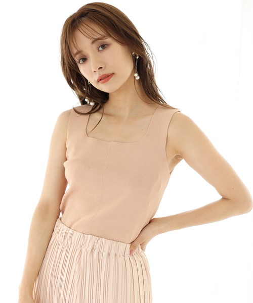 one after another NICE CLAUP（ワンアフターアナザーナイスクラップ）の「ニットタンクトップビスチェ（タンクトップ・レディース・オフホワイト/グリーン/ブルーグレー/コーラル・FREE）」の4枚目の写真