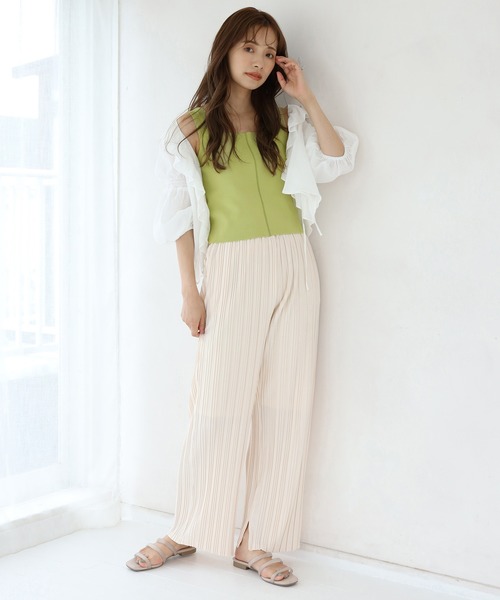 one after another NICE CLAUP（ワンアフターアナザーナイスクラップ）の「ニットタンクトップビスチェ（タンクトップ・レディース・オフホワイト/グリーン/ブルーグレー/コーラル・FREE）」の10枚目の写真