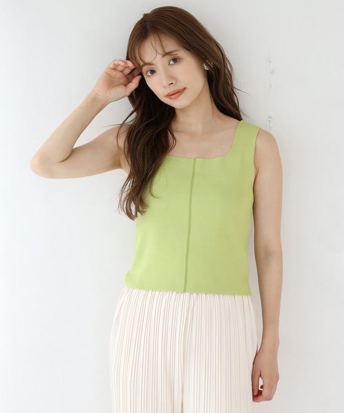 one after another NICE CLAUP（ワンアフターアナザーナイスクラップ）の「ニットタンクトップビスチェ（タンクトップ・レディース・オフホワイト/グリーン/ブルーグレー/コーラル・FREE）」の19枚目の写真