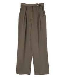 微光沢ベルト付きタックパンツ