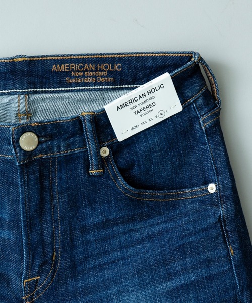 AMERICAN HOLIC（アメリカンホリック）の「テーパードデニム　＊（デニムパンツ・レディース・インディゴブルー/ワンウォッシュ/ブラック/ライトインディゴブルー・S/M/L/XXS/XS）」の8枚目の写真