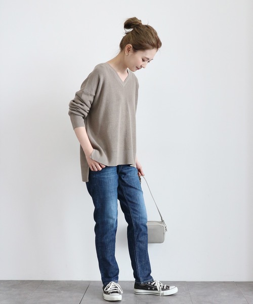 AMERICAN HOLIC（アメリカンホリック）の「テーパードデニム　＊（デニムパンツ・レディース・インディゴブルー/ワンウォッシュ/ブラック/ライトインディゴブルー・S/M/L/XXS/XS）」の10枚目の写真