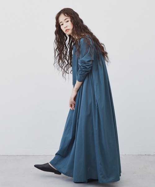 Libra Cue（リブラ キュー）の「Libra ビンテージライクコットンボリュームワンピース（ワンピース・レディース・ブラック/ブラウン/ダークブルー・FREE）」の17枚目の写真