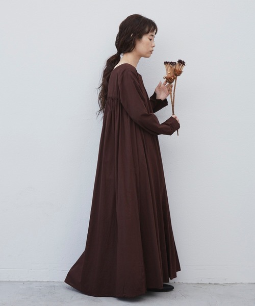 Libra Cue（リブラ キュー）の「Libra ビンテージライクコットンボリュームワンピース（ワンピース・レディース・ブラック/ブラウン/ダークブルー・FREE）」の10枚目の写真