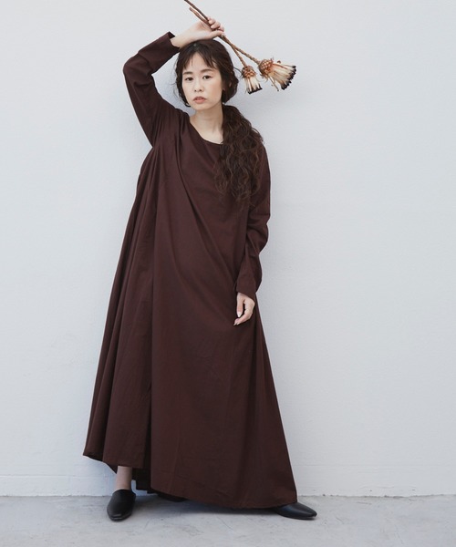 Libra Cue（リブラ キュー）の「Libra ビンテージライクコットンボリュームワンピース（ワンピース・レディース・ブラック/ブラウン/ダークブルー・FREE）」の7枚目の写真