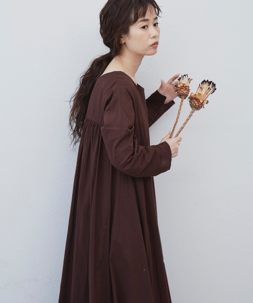 Libra Cue（リブラ キュー）の「Libra ビンテージライクコットンボリュームワンピース（ワンピース・レディース・ブラック/ブラウン/ダークブルー・FREE）」の6枚目の写真