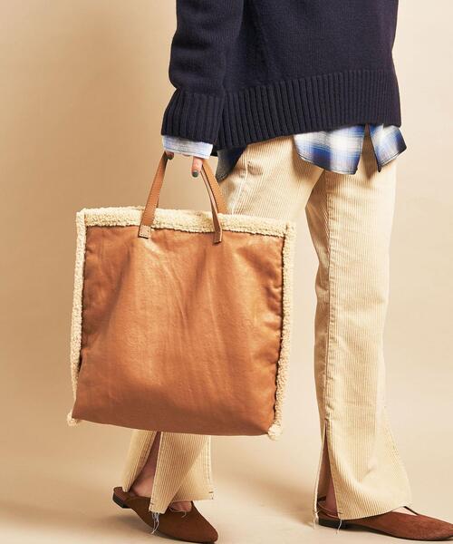 BEAUTY&YOUTH UNITED ARROWS（ビューティーアンドユースユナイテッドアローズ）の「BY∴ フェイクレザー×ボアリバーシブルトートバッグ -2WAY- ◆（トートバッグ・レディース・ブラウン/オフホワイト/ブラック・FREE）」の3枚目の写真