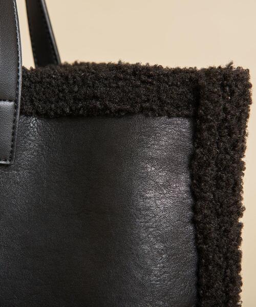 BEAUTY&YOUTH UNITED ARROWS（ビューティーアンドユースユナイテッドアローズ）の「BY∴ フェイクレザー×ボアリバーシブルトートバッグ -2WAY- ◆（トートバッグ・レディース・ブラウン/オフホワイト/ブラック・FREE）」の12枚目の写真