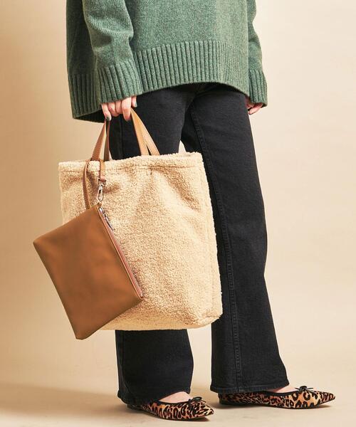 BEAUTY&YOUTH UNITED ARROWS（ビューティーアンドユースユナイテッドアローズ）の「BY∴ フェイクレザー×ボアリバーシブルトートバッグ -2WAY- ◆（トートバッグ・レディース・ブラウン/オフホワイト/ブラック・FREE）」の15枚目の写真