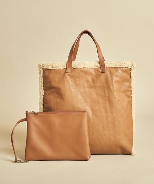 BEAUTY&YOUTH UNITED ARROWS（ビューティーアンドユースユナイテッドアローズ）の「BY∴ フェイクレザー×ボアリバーシブルトートバッグ -2WAY- ◆（トートバッグ・レディース・ブラウン/オフホワイト/ブラック・FREE）」の17枚目の写真