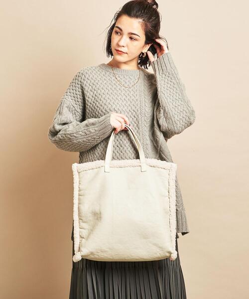 BEAUTY&YOUTH UNITED ARROWS（ビューティーアンドユースユナイテッドアローズ）の「BY∴ フェイクレザー×ボアリバーシブルトートバッグ -2WAY- ◆（トートバッグ・レディース・ブラウン/オフホワイト/ブラック・FREE）」の18枚目の写真