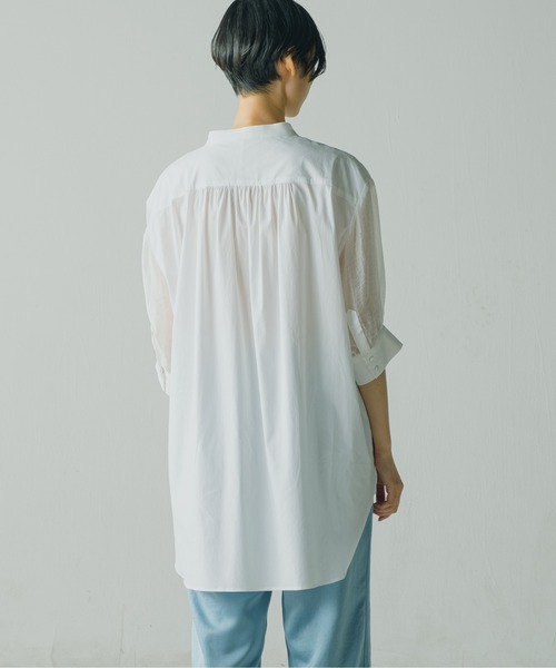 WHYTO.(ホワイト)の「「WHYTO / ホワイト」コットンタッチシアースリーブブラウス(シャツ/ブラウス・レディース・ホワイト/ブラック・38/36)」の8枚目の写真
