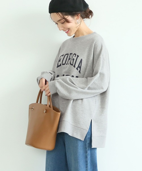 coca(coca)(コカ)の「ミニ裏毛ロゴプリントスウェット(スウェット・レディース・チャコールグレー/ネイビー/グレー/アイボリー・ONE SIZE)」の4枚目の写真