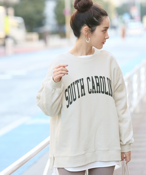 coca(coca)(コカ)の「ミニ裏毛ロゴプリントスウェット(スウェット・レディース・チャコールグレー/ネイビー/グレー/アイボリー・ONE SIZE)」の3枚目の写真