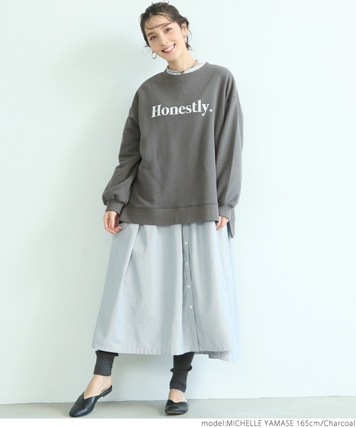 coca(coca)(コカ)の「ミニ裏毛ロゴプリントスウェット(スウェット・レディース・チャコールグレー/ネイビー/グレー/アイボリー・ONE SIZE)」の22枚目の写真